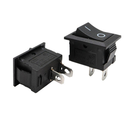 5Pcs KCD1 Rocker Switch 21*15mm 6A/250V AC 10A/125V AC Black Red 2Pin ON-OFF