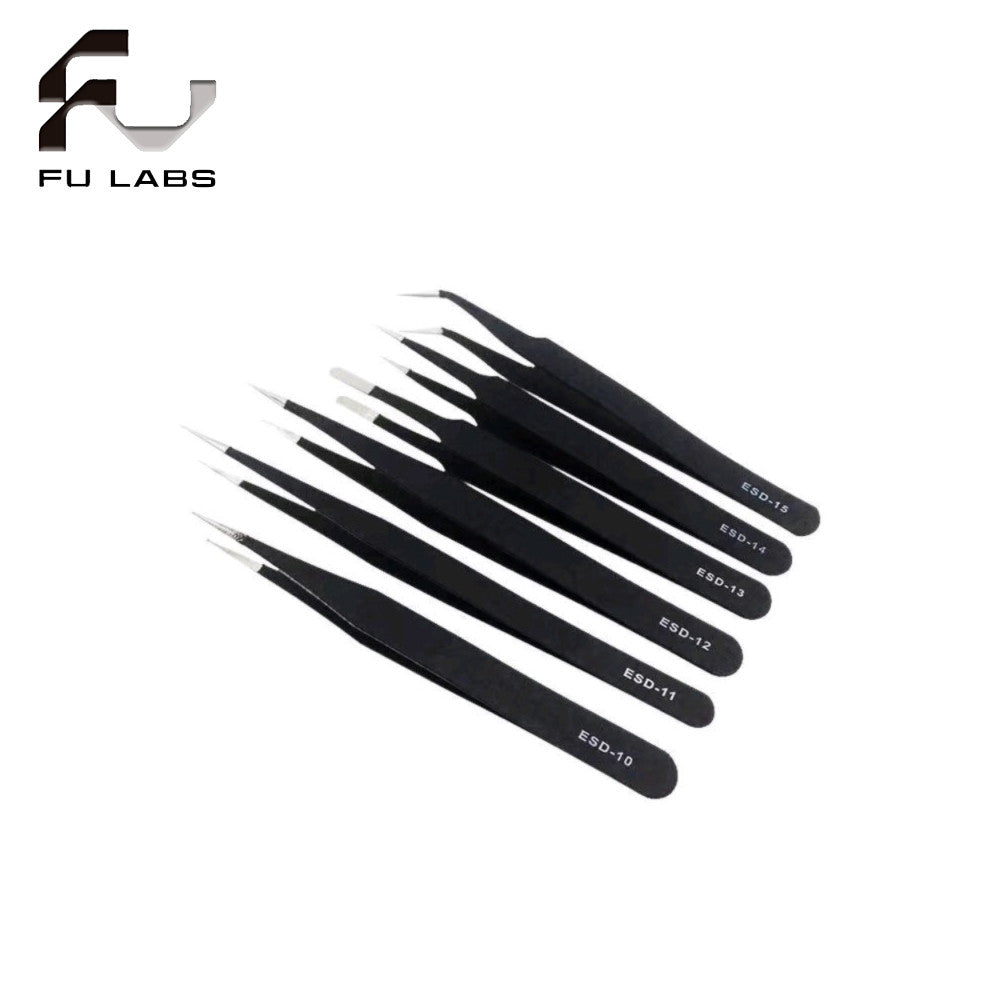 Precision 6pc Anti-static ESD Tweezers Set Straight Curved Electronic Craft Jewellery