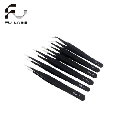 Precision 6pc Anti-static ESD Tweezers Set Straight Curved Electronic Craft Jewellery