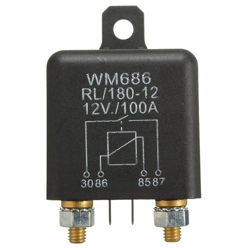 WM686 12V 100Amp 4-Pin Heavy Duty ON/OFF Switch Split Charge Relay Black