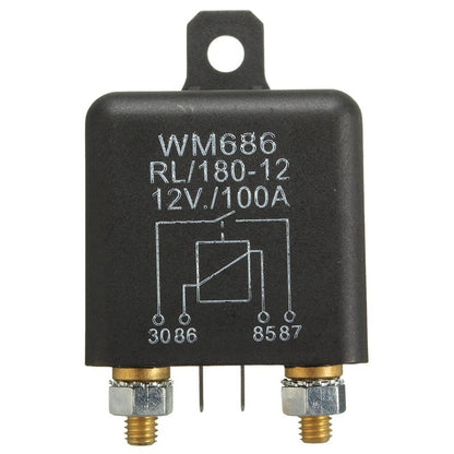WM686 12V 100Amp 4-Pin Heavy Duty ON/OFF Switch Split Charge Relay Black