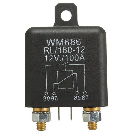 WM686 12V 100Amp 4-Pin Heavy Duty ON/OFF Switch Split Charge Relay Black