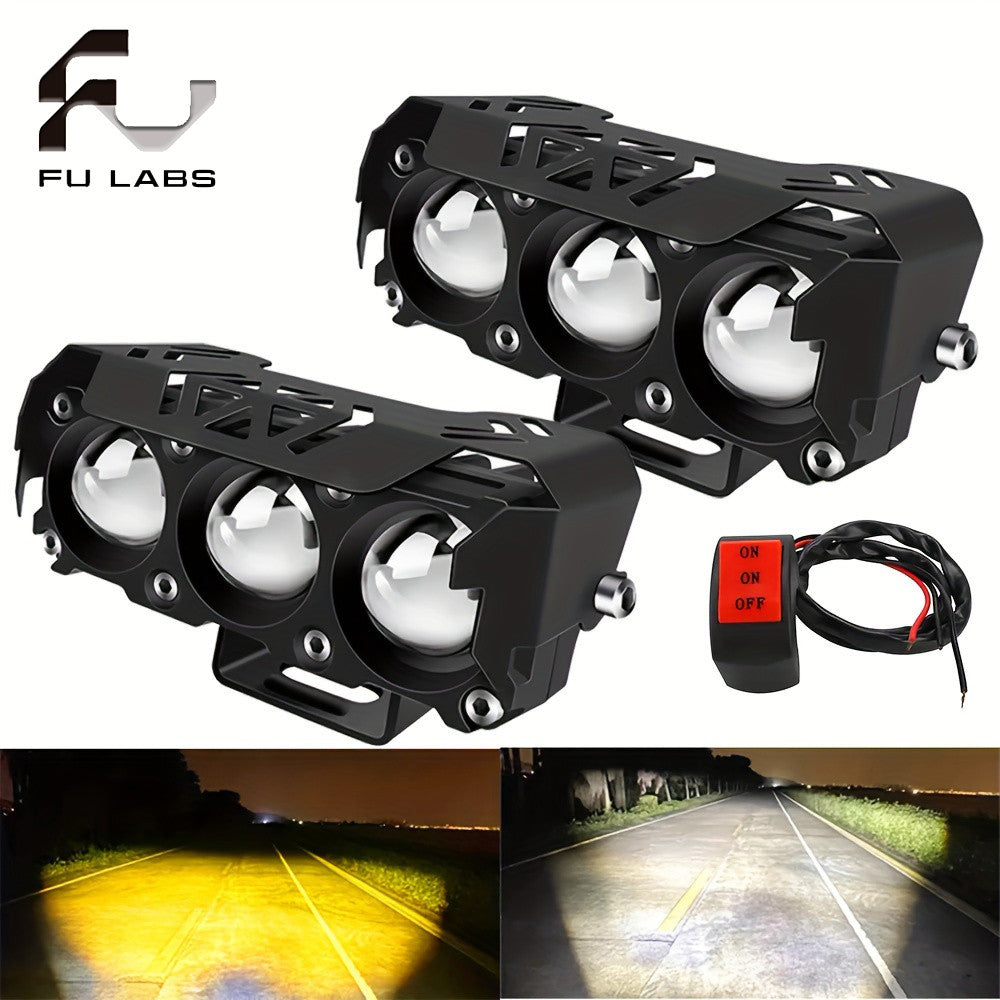 3 Lens Super bright LED Mini Driving Light Spot Light Fog Lamp For Motorcycle Car and Truck 12/24V Strobe Flash