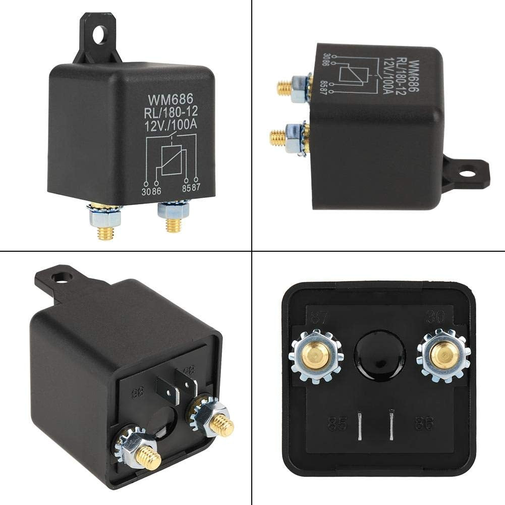 WM686 12V 100Amp 4-Pin Heavy Duty ON/OFF Switch Split Charge Relay Black