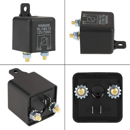 WM686 12V 100Amp 4-Pin Heavy Duty ON/OFF Switch Split Charge Relay Black