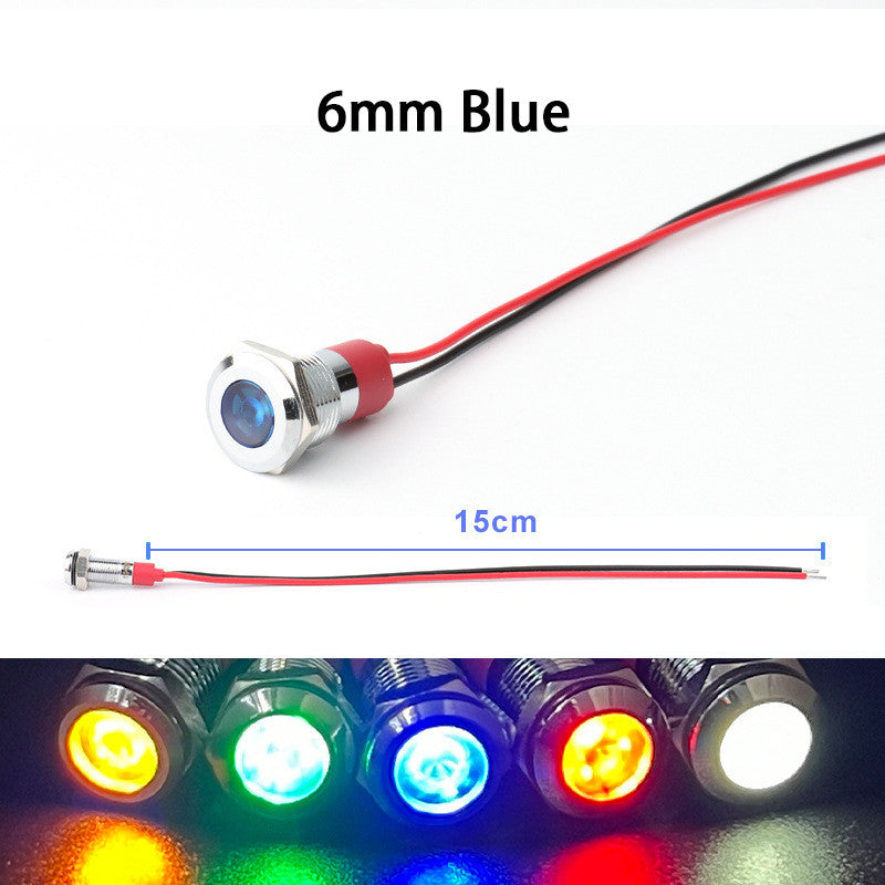 6mm Metal Indicator Light LED Warning Signal Lamp Pilot Wires Switch  12V-24V