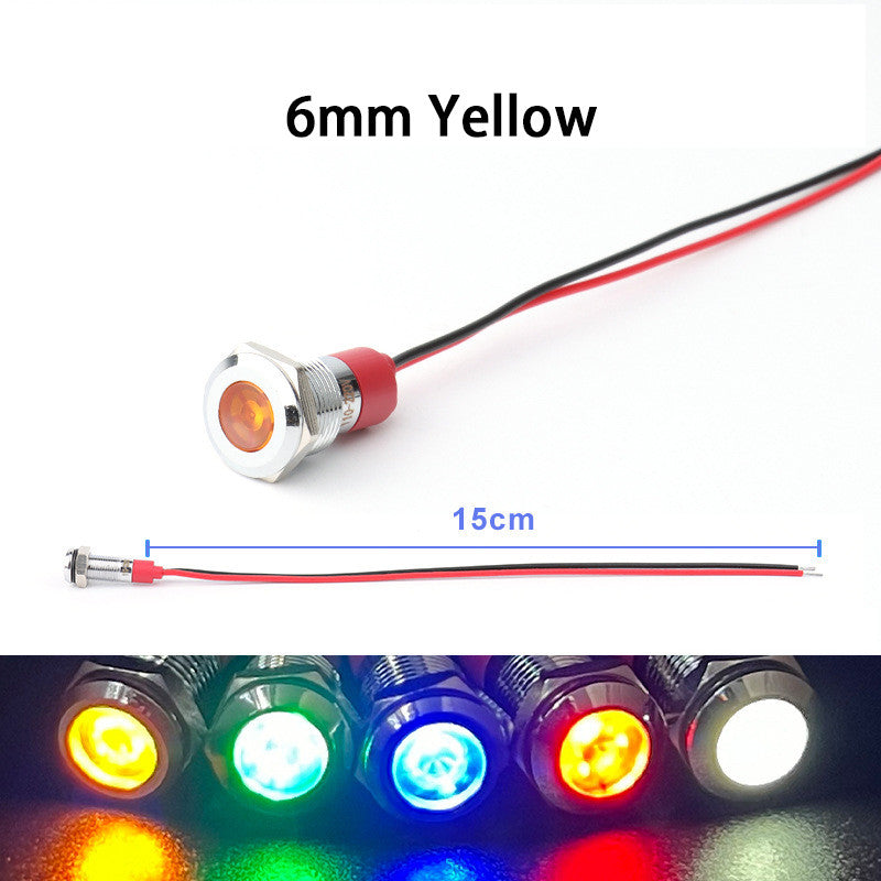 6mm Metal Indicator Light LED Warning Signal Lamp Pilot Wires Switch  12V-24V