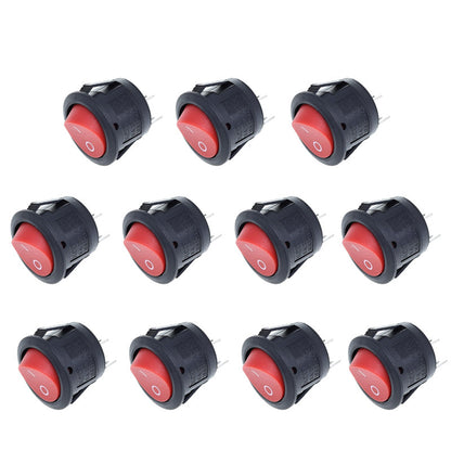 10 Pcs Round Snap Boat Rocker Switch Red Black White 20MM ON/Off Round Rocker Toggle Switch 6A/250VAC 10A 125VAC Plastic Push Button Switch KCD1-105