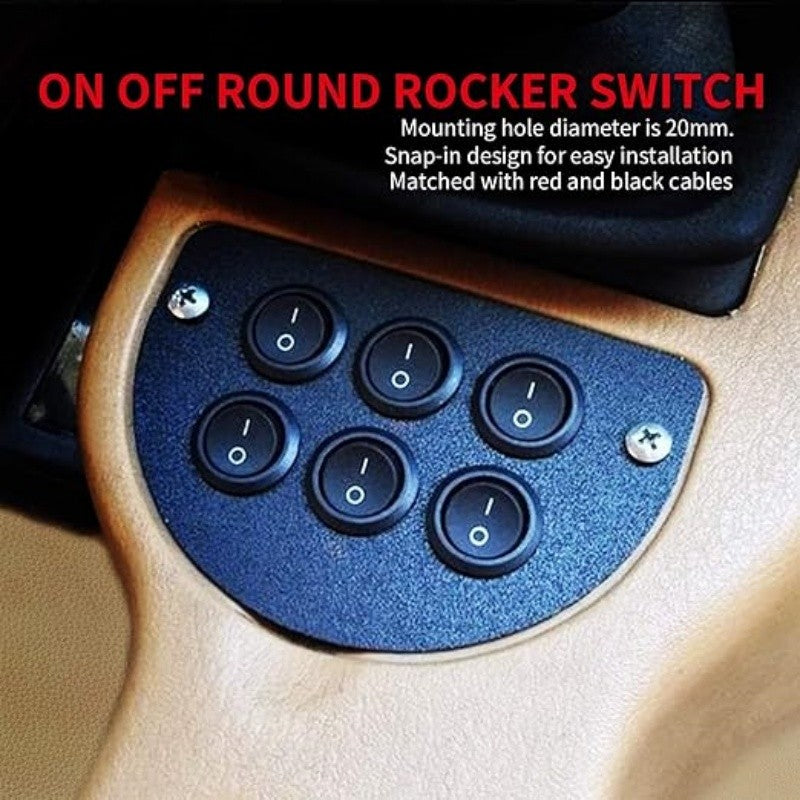 10 Pcs Round Snap Boat Rocker Switch Red Black White 20MM ON/Off Round Rocker Toggle Switch 6A/250VAC 10A 125VAC Plastic Push Button Switch KCD1-105