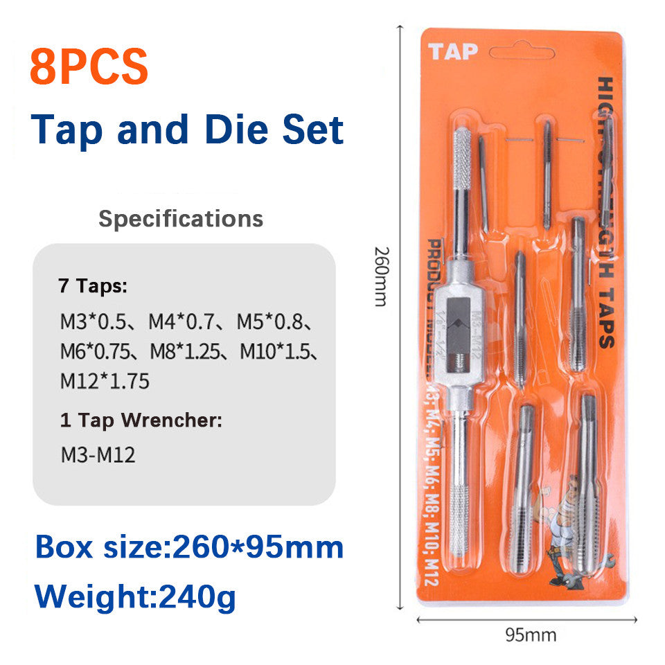 6/8/12/20PCS Adjustable Tap and Die Set Hand Tap Wrench threader Metric Threading Tool Set