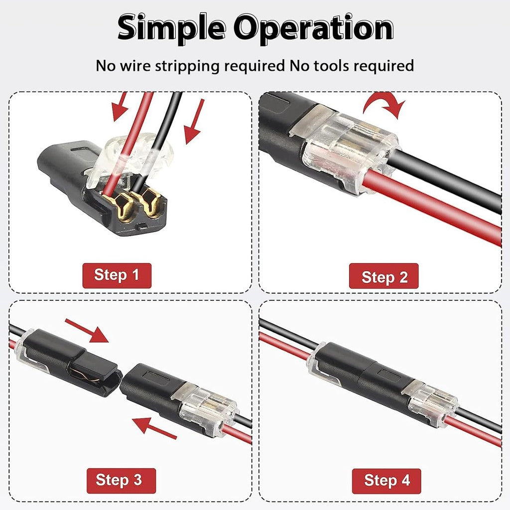 10/20/50Pcs 2 Pin Way Plug Wire Cable Snap Connectors Car Waterproof Electric Wire Double-Wire Plug-In Connector with Locking Buckles
