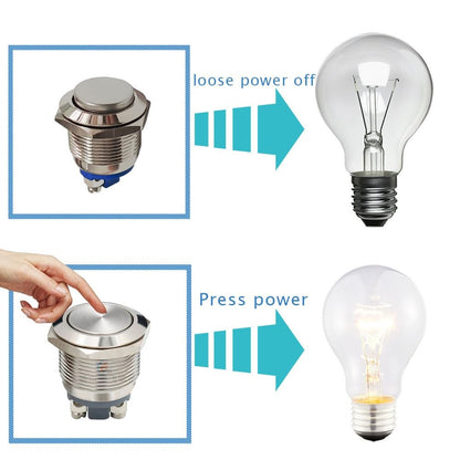 16mm 19mm 22mm 3A/12V/24V DC 220V AC  Metal Waterproof Push Button Momentary Horn Switch Start 1PC