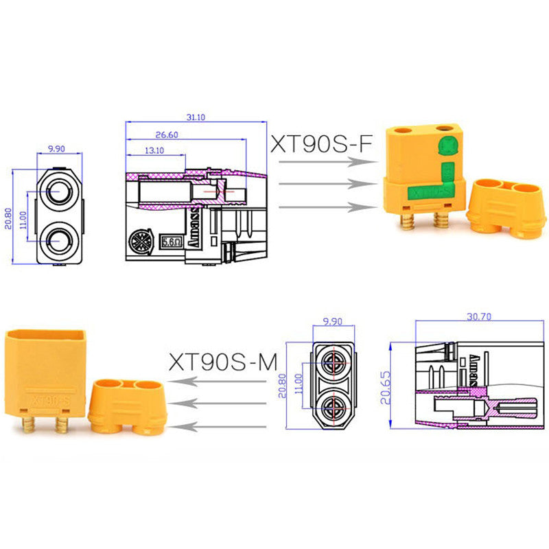 XT90-S Anti Spark Connectors Male Female Plug XT90S Cover Sheath Sparkproof For RC Lipo Battery Parts DIY