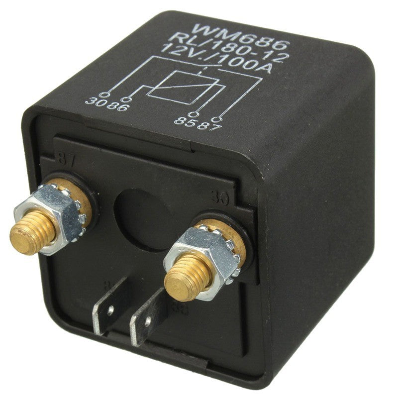 WM686 12V 100Amp 4-Pin Heavy Duty ON/OFF Switch Split Charge Relay Black