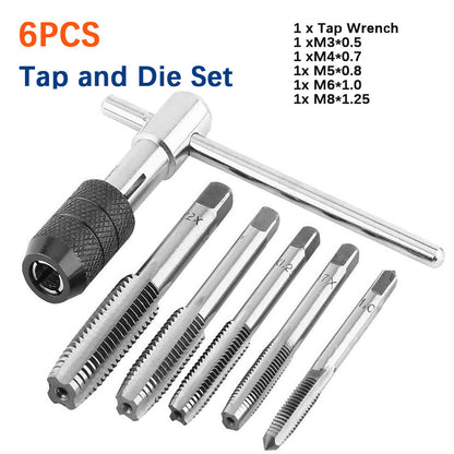 6/8/12/20PCS Adjustable Tap and Die Set Hand Tap Wrench threader Metric Threading Tool Set