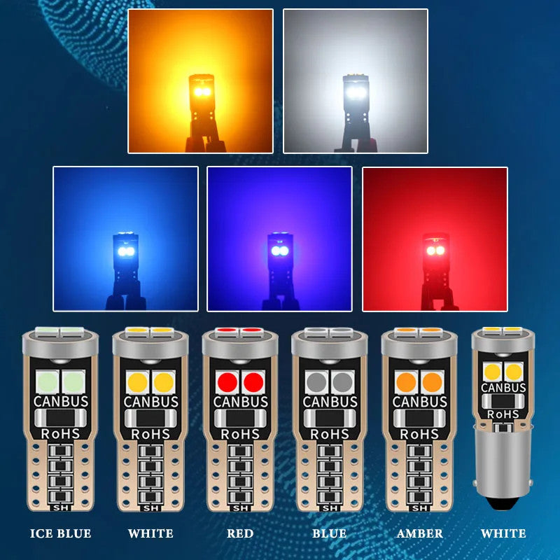 1PCS T10 led park light Car W5W  canbus light 6SMD 3030 LED Instrument Lights bulb Wedge Plate Dome light no error 12V 6000K car motorcycle light