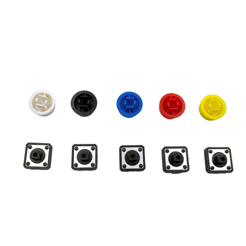 5 Colors Micro Switch Button Tact Cap Tactile Push Button Switch Momentary 25Pcs/Set 12*12*7.3MM