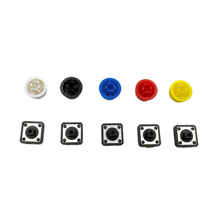 5 Colors Micro Switch Button Tact Cap Tactile Push Button Switch Momentary 25Pcs/Set 12*12*7.3MM