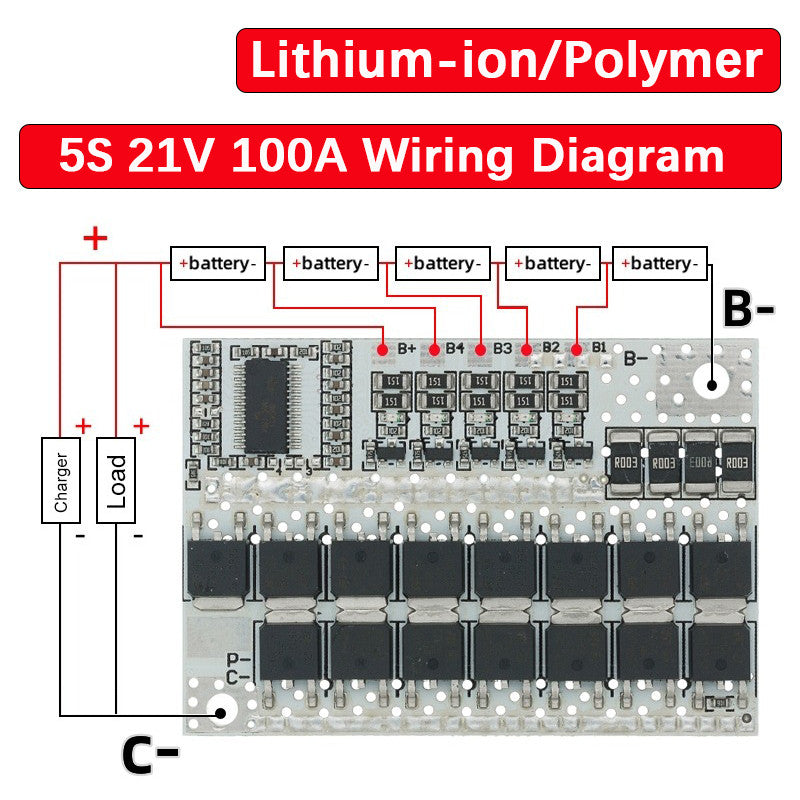 3S 4S 5S BMS 100A 21V 18V 16.8V 12V 18650 Li-ion LMO Ternary Lithium Battery Protection Circuit Board Balance Charging