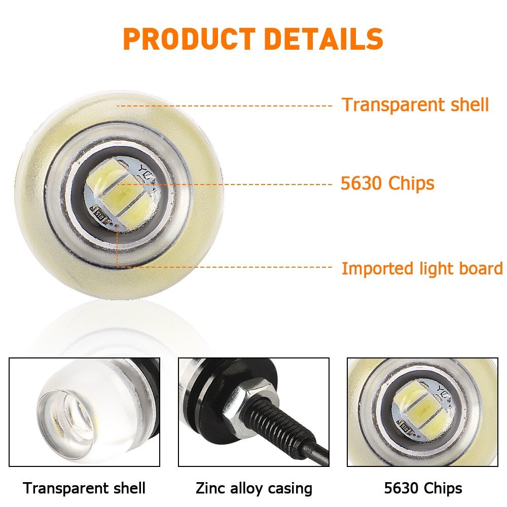12V 18Mm Waterproof Eagle Eye Led Drl Fog Light Turn Signal Car Motorcycle Frosted concave lens