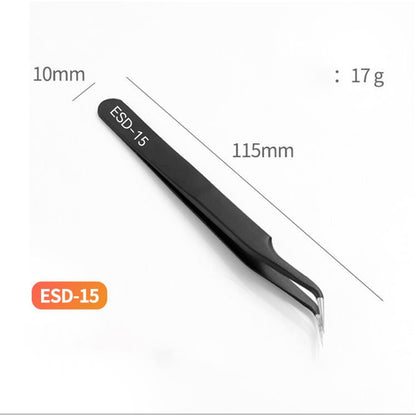 Precision 6pc Anti-static ESD Tweezers Set Straight Curved Electronic Craft Jewellery