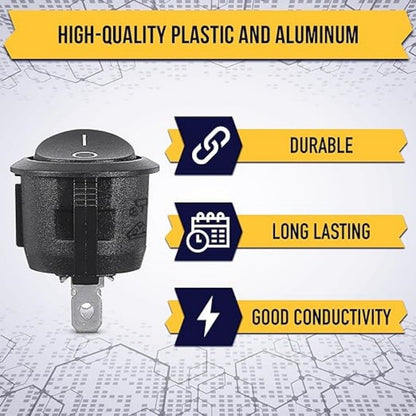 10 Pcs Round Snap Boat Rocker Switch Red Black White 20MM ON/Off Round Rocker Toggle Switch 6A/250VAC 10A 125VAC Plastic Push Button Switch KCD1-105