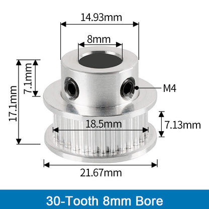 GT2 Timing Pulleys 30 36 40 Tooth 2GT Wheel Parts Bore 5mm 8mm Aluminium Gear Teeth Width 6mm 3D Printers Part