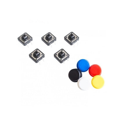 5 Colors Micro Switch Button Tact Cap Tactile Push Button Switch Momentary 25Pcs/Set 12*12*7.3MM