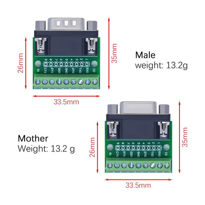 DB9 Adapter Signals Terminal Module RS232 RS485 Serial To Terminal 9-Pin 9-Hole Connector
