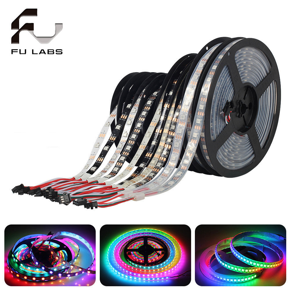 1m/roll DC5V WS2812B Led Strip 30/60/74/96/144 Leds/m WS2812 Black PCB Individually Addressable Smart WS2812 IC RGB Led Pixel Strip