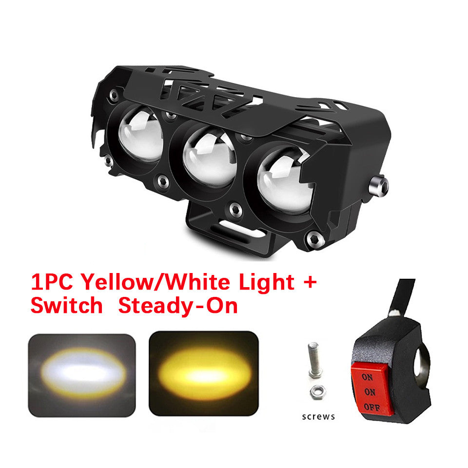 3 Lens Super bright LED Mini Driving Light Spot Light Fog Lamp For Motorcycle Car and Truck 12/24V Strobe Flash