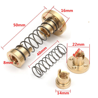 T8 Anti Backlash Spring Loaded Nut Elimination Gap Nut for 8mm Threaded Rod Lead Screws DIY CNC 3D Printer Parts