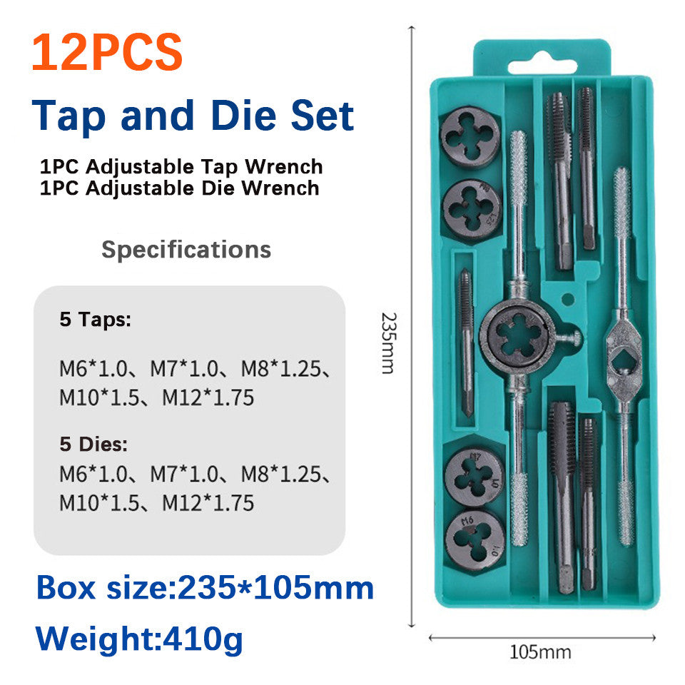 6/8/12/20PCS Adjustable Tap and Die Set Hand Tap Wrench threader Metric Threading Tool Set