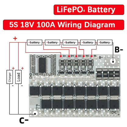 3S 4S 5S BMS 100A 21V 18V 16.8V 12V 18650 Li-ion LMO Ternary Lithium Battery Protection Circuit Board Balance Charging