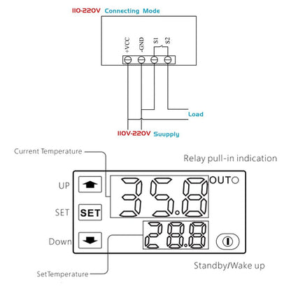 W3230 DC 12V/24V 20A AC 220V 10A Digital LCD Thermostat Temperature Controller with Probe