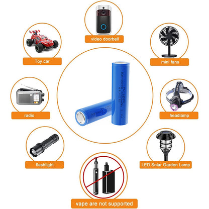 FU LABS 3.7V Lithium-ion 18650 Battery for Solar Electric Scooter Mini Fan Power Bank Flat Top/Button Top made by PKCELL