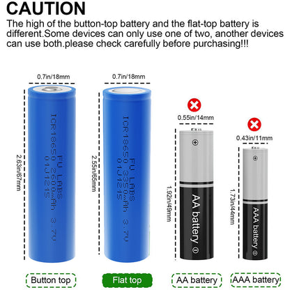 FU LABS 3.7V Lithium-ion 18650 Battery for Solar Electric Scooter Mini Fan Power Bank Flat Top/Button Top made by PKCELL