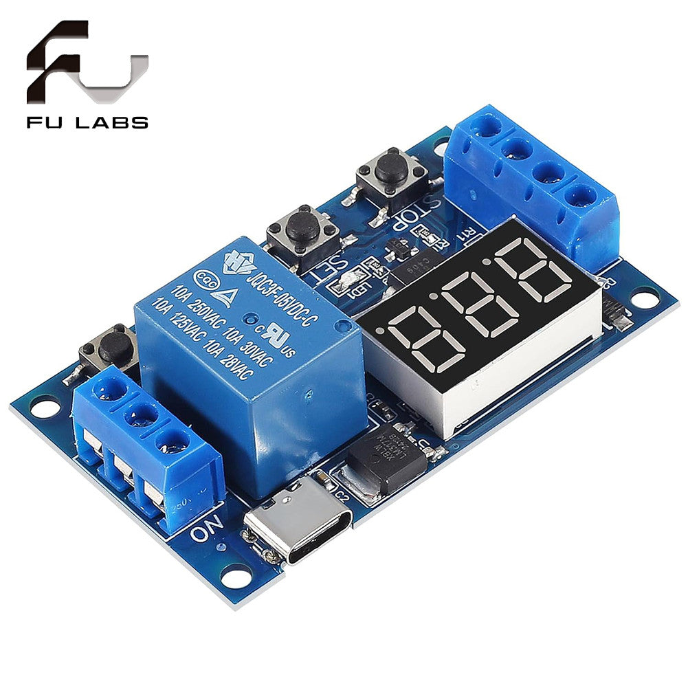 DC 6-30V Support Micro USB 5V LED Display Automation Cycle Delay Timer Control Off Switch Delay Time Relay 6V 9V 12V 24V