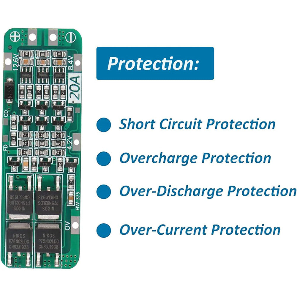 3S 20A Li-ion Lithium Battery 18650 Charger PCB BMS Protection Board 12.6V Cell 59x20x3.4mm Module
