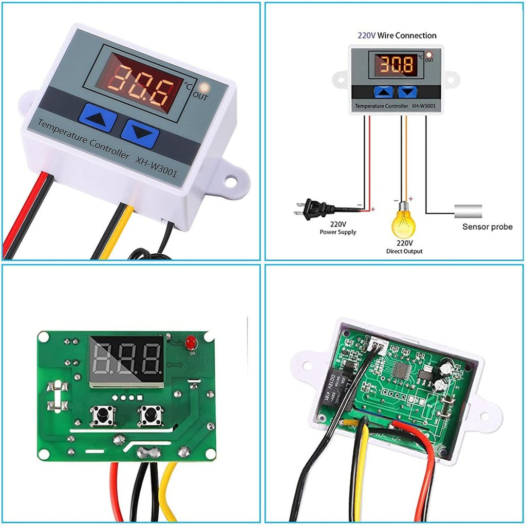 XH-W3002 220V 12V 24V Incubator Multifunction Digital Temperature Controller 1500W Thermostat Control Switch