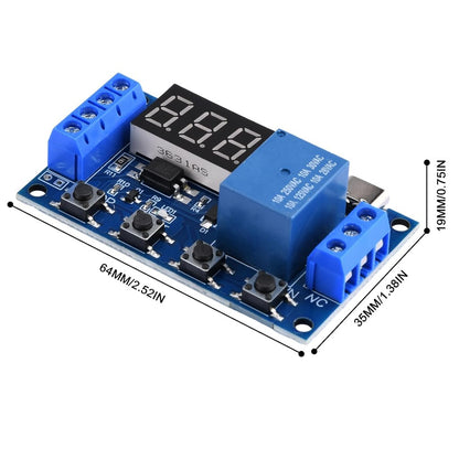 DC 6-30V Support Micro USB 5V LED Display Automation Cycle Delay Timer Control Off Switch Delay Time Relay 6V 9V 12V 24V