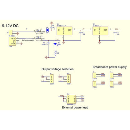 MB102 Solderless Breadboard Power Supply Module for Arduino 3.3V 5V MB102