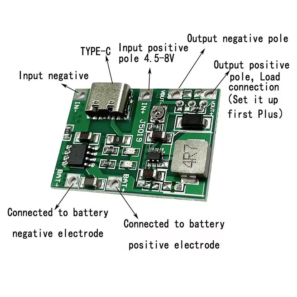 3.7v 9V 5V 18650 Charging Step-Up Boost One Adjustable Module 2A Micro USB Type C