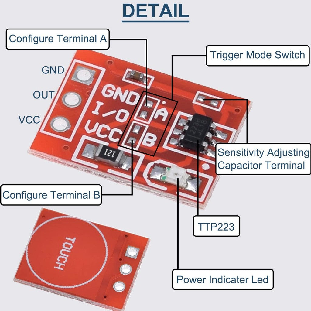 TTP223 Touch button Module Capacitor type Single Channel Self Locking Touch switch sensor