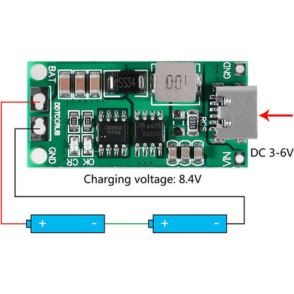Multi-Cell 2S 3S 4S Type-C To 8.4V 12.6V 16.8V Step-Up Boost LiPo Polymer Li-Ion Charger 7.4V 11.1V 14.8V 18650 Lithium Battery