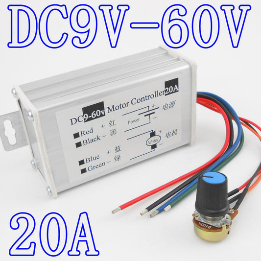 9v~60v PWM DC Motor Speed Regulator 20A Motor Controller Metal Shell