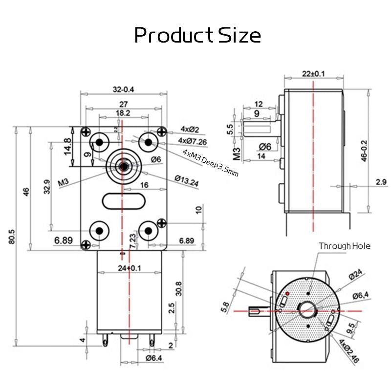 JGY370 DC Gear Motor 6RPM~150RPM 12V Single High Torque Speed Reducer Metal Worm Geared Box Motors Reversible Low Speed Worm
