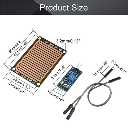 Raindrops Module Raindrop Detection Sensor Humidity Rain Weather Sensitivity Monitoring for Arduino