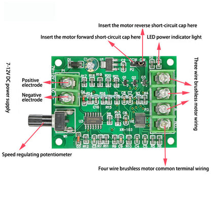 Hard Drive Motor 3/4 Wire 7V-12V Brushless DC Motor Driver Controller Board With Reverse Voltage Over Current Protection