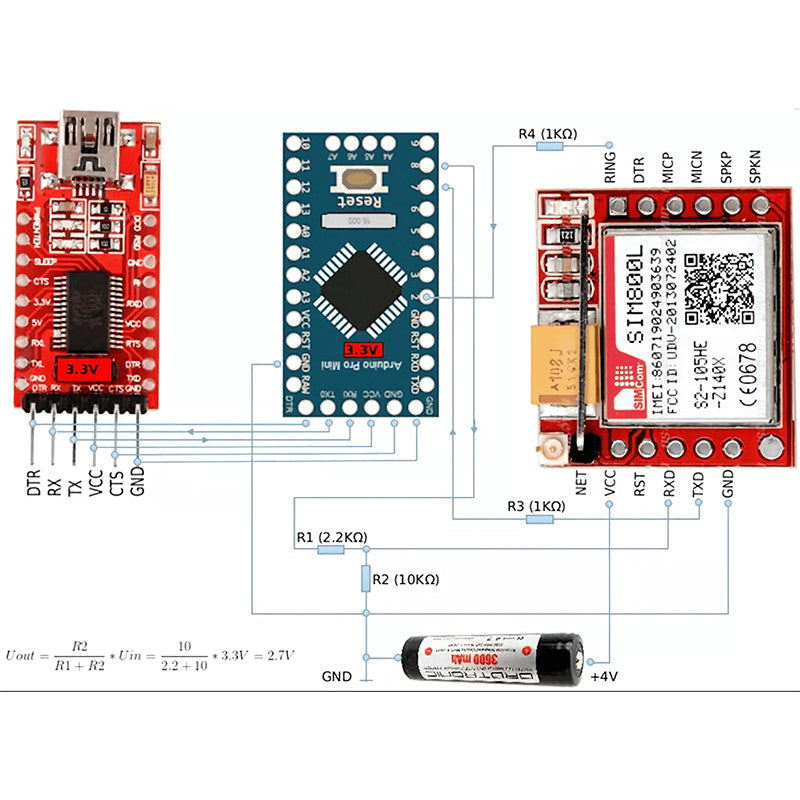 Smallest SIM800L GPRS GSM Module Micro SIM Card Core Board Quad-band TTL Serial Port for Arduino